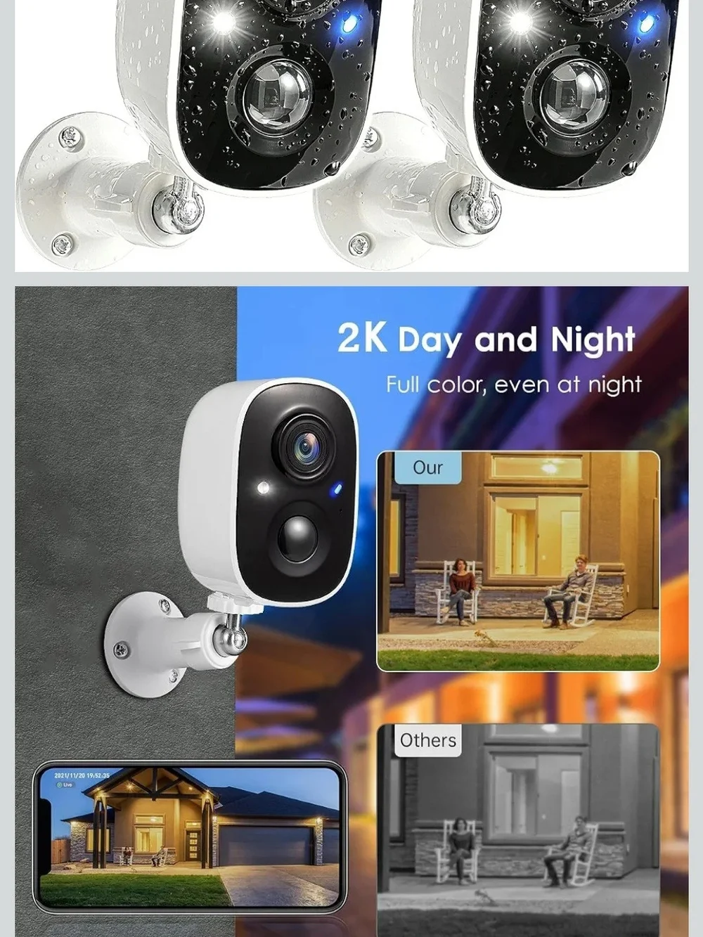 Wireless Smart Battery Cameras - White (Twin Pack)